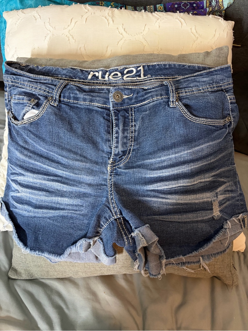 Rue21 Curvy Blue Distressed Denim Cutoff Shorts